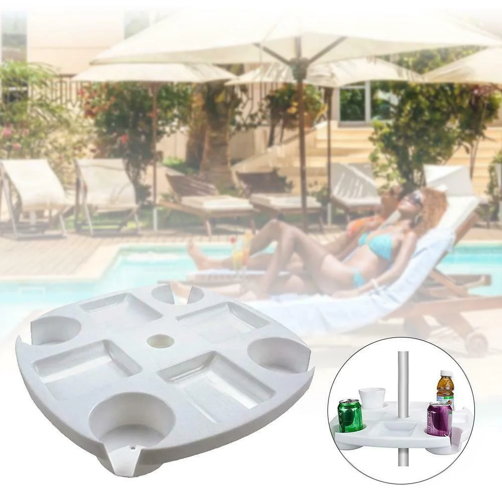 

Beach Umbrella Table Tray with Cup Holders Snack Cups for Garden Swimming Pool K888