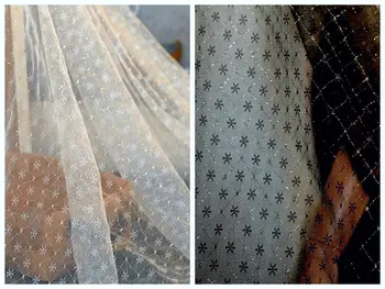 

2Meter black white Embroidered Flower Mesh clothing Fabric Gold Lace DIY Lace Trim Garment Accessories Lace Fabric 150CM Width