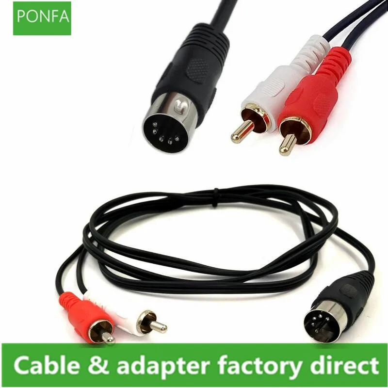 

5-Pin DIN Male MIDI Cable to 2 Dual RCA Male Plug Audio Cable For Naim, Quad Stereo Systems 50CM 150CM