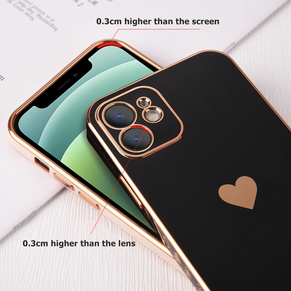 Solid Plating Lens Protection Phone Case For iPhone 12 11 Pro Max X XR XS Max 7 8 6 6s Plus SE 2020 13 Pro Max Soft Cover Case