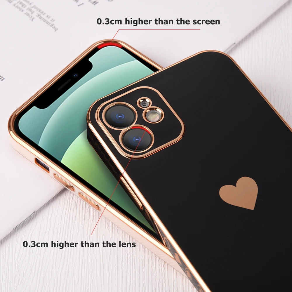 cell phone lanyard pouch Solid Plating Lens Protection Phone Case For iPhone 12 11 Pro Max X XR XS Max 7 8 6 6s Plus SE 3 2022 13 Pro Max Soft Cover Case waterproof phone bag