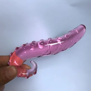Pink Hippocampus Glass Dildo Realistic Dildo Sex Adults Toys Long Butt Plug Sex Toy for Women Glass Anal Plug Adult Toys 3