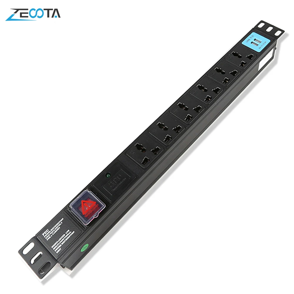 1U PDU Power Strip стойка сетевого шкафа розетка 16A алюминиевый сплав 8 Way универсальные
