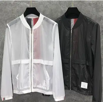 

2020 Fashion TB THOM Brand Jacket Men Quick Dry Sun-Protective Outdoor Sports Coats Thin Casual V-neck Loose Skin Windbreaker
