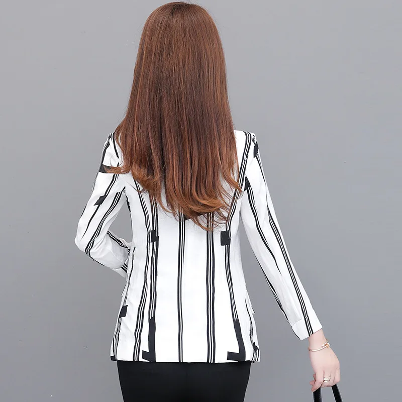 

Early Autumn Fashion Stripes Ninth Sleeve Small Suit 2019 Korean-style New Style Western Style Short-height One-Button Versatile