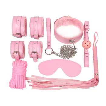 

Sexy Plush 7 Pieces Environmental Pu Female Adult Handcuffs Eye Patch Tied Bondage Alternative of Torture Supplies