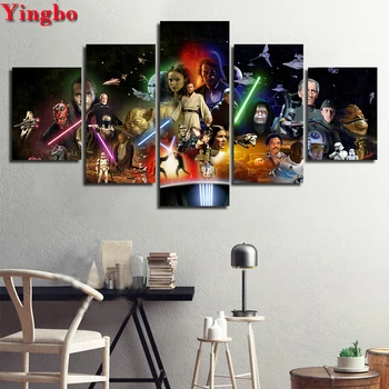 

5pcs/set Needlework 5D DIY Diamond Painting Star Wars Movie picture Full Square Round Diamond Embroidery Mosaic wall decor