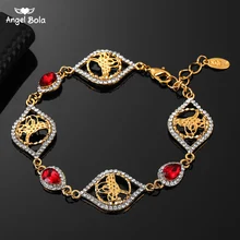 Дубай, Африканский женский подарок, Красный Кристалл, средний ювелирные изделия в восточном стиле, романтический мусульманский браслет, исламский, арабский, Бог, ювелирные изделия, золотой цвет