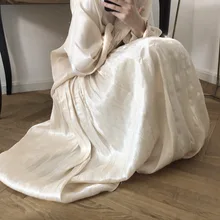 Корейская стильная длинная юбка женский по щиколотку шелковые женские плиссированные юбки уличная модная шикарная юбка леди с высокой талией для женщин