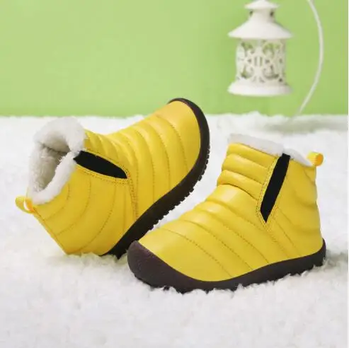 Winter Boots Girls Waterproof Snow Shoes Kids Toddler Keep Warm Children For Girl Boys Boots Ankle Winter Baby Shoe Buty - Цвет: Цвет: желтый