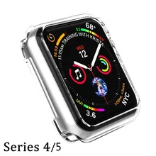 Ультратонкий Прозрачный Силикон ТПЭ защитный чехол, кожный чехол для Apple Watch Series 4 5 40 мм 44 мм аксессуары для часов