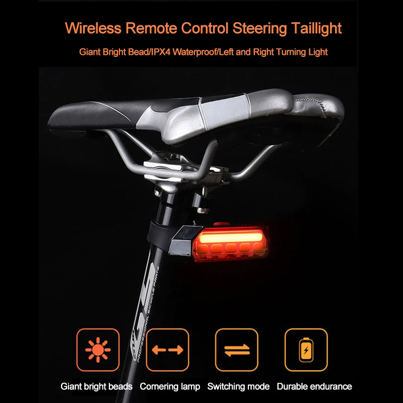 

Bicycle Light Automatic Direction Indicator Taillight USB Charging MTB Bike Safety Warning Light