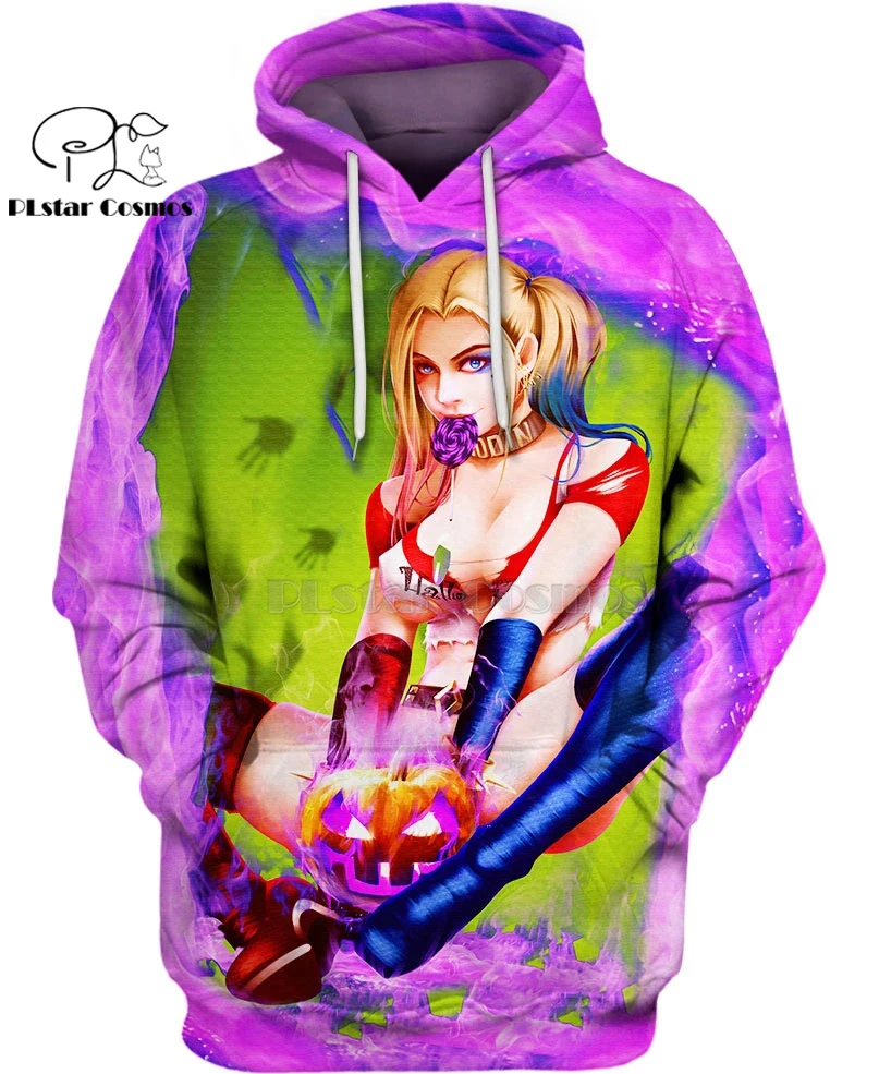 

PLstar Cosmos DC Harley Quinn Halloween Witch pumpkin 3d hoodies/shirt/Sweatshirt Winter autumn funny Harajuku streetwear-11
