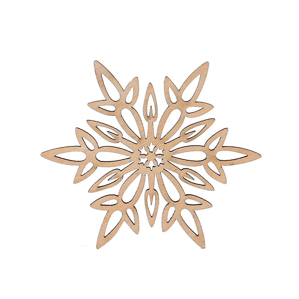 Snowflake No. 4 10 шт вырезанные деревянные снежинки Рождественская елка Висячие подвесные украшения - Цвет: Snowflake No. 4