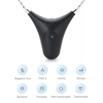 

HOT!Portable Wearable Air Purifier Mini Air Purifier USB Necklace Mini Negative Lon Air Freshener For Adults Kids Black