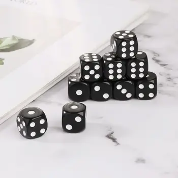 

10pcs 16mm Acrylic Dice Black/White 6 Sided Casino Poker Game Bar Party Dice D5BA
