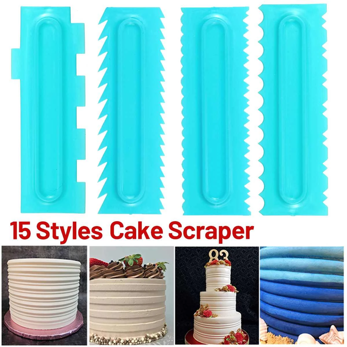 3Pcs Cake Decor Comb Icing Smoother Scraper Pastry Baking DIY Kitchen Tool w5T