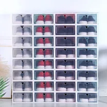 Прозрачная коробка для хранения обуви утолщенная флип-коробка для обуви шкаф Органайзер Ящик Пластиковый Ящик может быть сложен пыленепроницаемый легко чистить