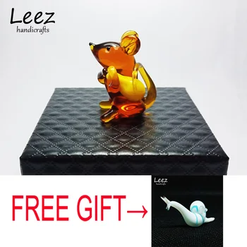 

Leez Handicrafts Mini Mouse04 with Money Bag Colored Glaze Handmade Murano Glass For Decoration Art Manual Manufacture Wholesale