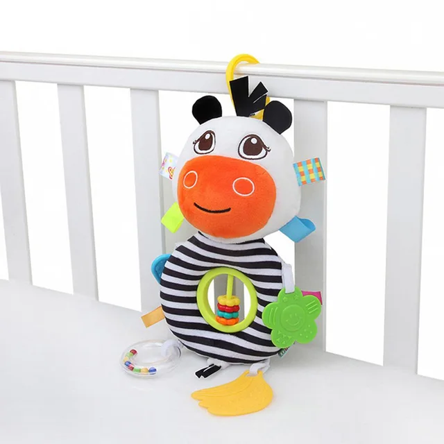 $US $6.98  Multi-functional Striped Cow Abacus Car Bed With Apron Tooth Gel Baby Hand Plush Toy Soft Baby Toys