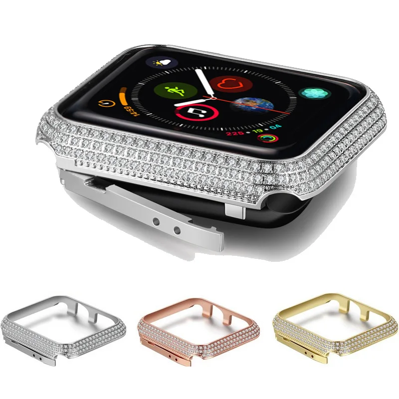 

Sparkling Crystal Diamond case For apple watch series 5 4 3 2 1 metal bumper protector frame case cover For iwatch 44/40/42/38mm