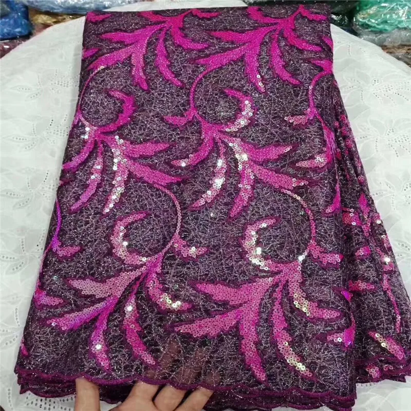 High Quality velvet green Lace Fabric Top Selling Embroidered African French Lace sequins Tulle Lace Fabric for Wedding - Цвет: 36