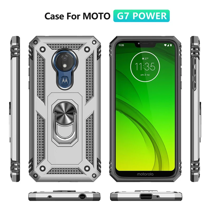 Для Motorola Moto G7 power чехол противоударный Броня Магнитный демонстрационный держатель для колец оболочка для Moto G7 силовой резиновый силиконовый корпус