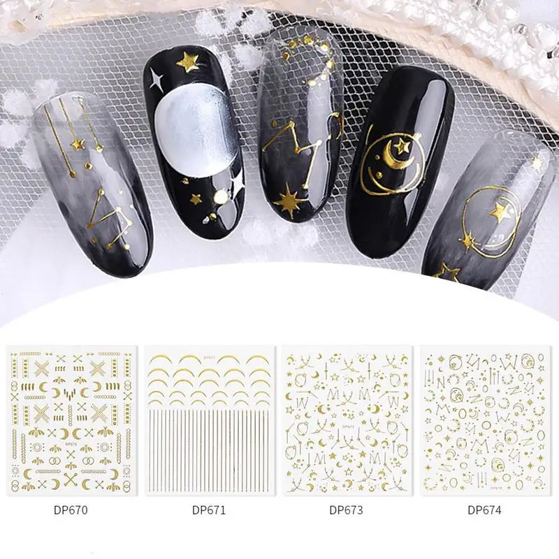 1 шт Золотые 3D наклейки для ногтей Звезда Луна штамповка наклейки для украшения ногтей наклейки s переводные наклейки для воды Рождественский дизайн
