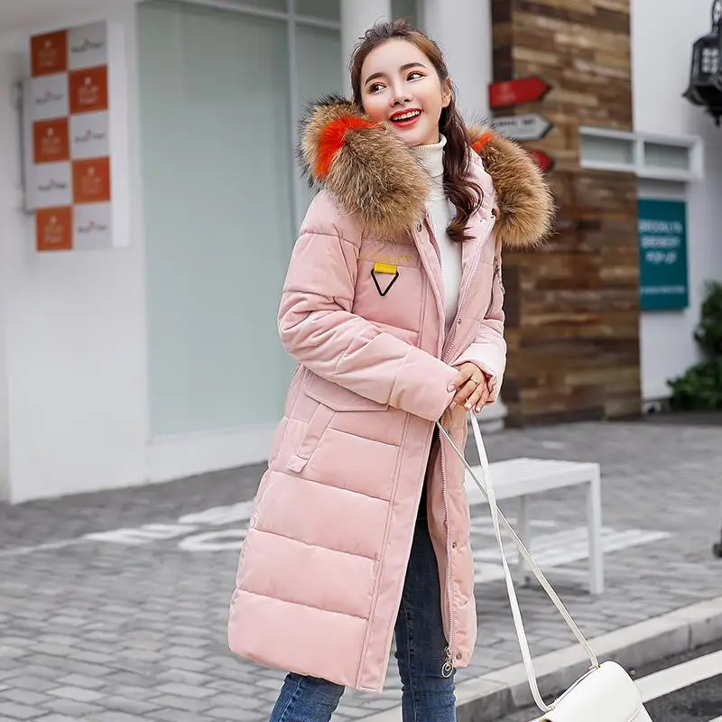 Женские зимние куртки пальто 2019 новые пуховики с капюшоном из хлопка женская