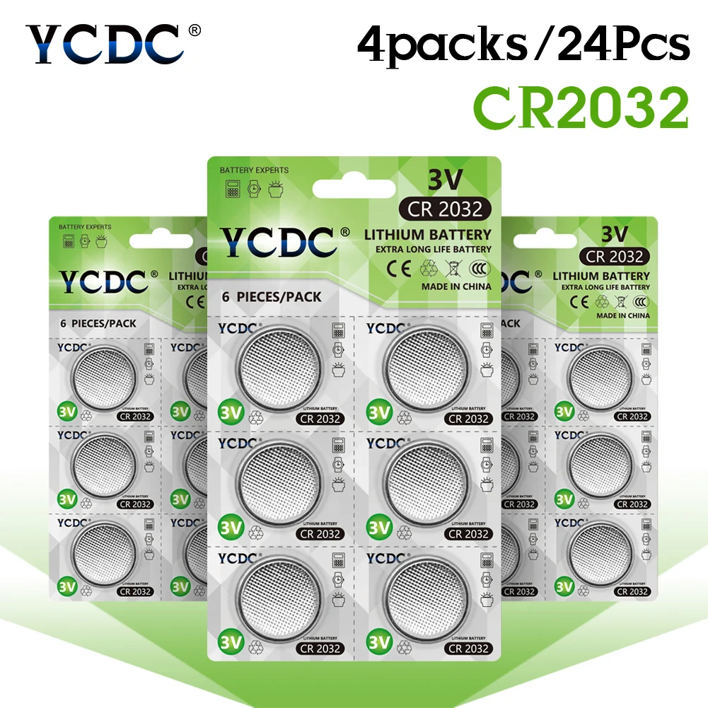 

24pcs CR2032 3V Button Cell Lithium Battery CR 2032 DL2032 ECR2032 Battery for Watch Remote Control Computers Calculators Camera
