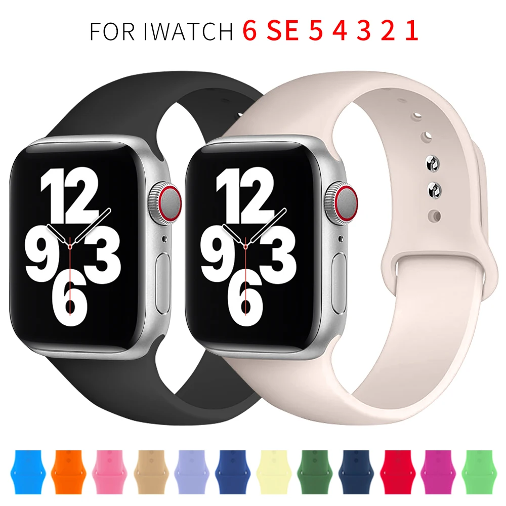 Ремешок силиконовый для Apple Watch браслет смарт-часов 44 мм 40 42 38 iWatch 3 4 5 6 se | Наручные