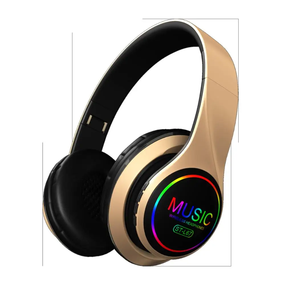 Беспроводная гарнитура, Bluetooth гарнитура, ST-L67, складная карта, радио, светодиодный, с цветными огнями, гарнитура с шумоподавлением