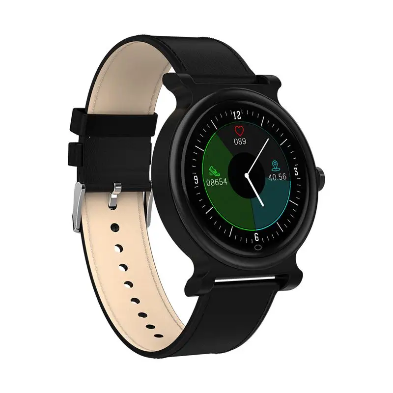 black leather YOCUBY Смарт часы для мужчин IP68 водонепроницаемый Reloj вызов SmartWatch с кровяным давлением сердечного ритма спортивные часы кожа R20 - Цвет: black leather