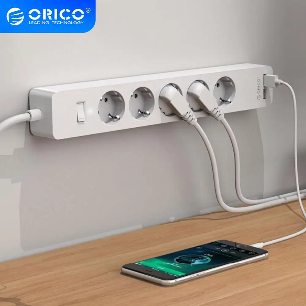 Orico штепсельная вилка европейского стандарта 3/5 розетки переменного тока с 2 usb