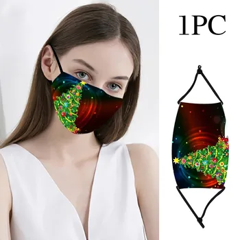 

Christmas Print Adult Windproof Face Shield Face Mask Reusable Face Shield Cloth Mouth Mask Washable Breathable mondmaskers