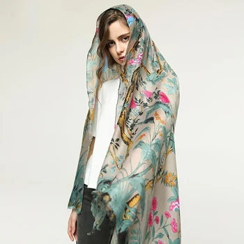 

Fashion Women Large Scarf Animal Print Head Hijab Scarf Shawls Scarves Femme Large Print Floral Tree Bird Bandana Long