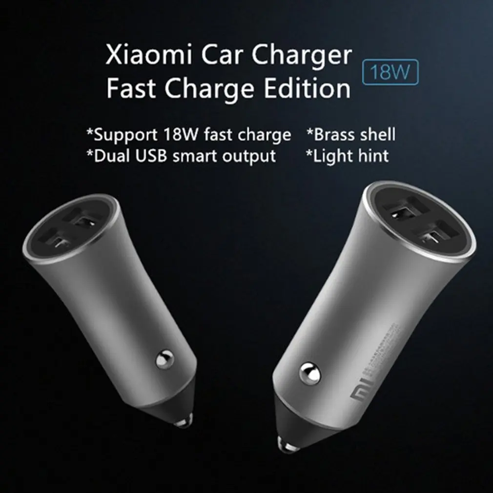 Новая версия Xiaomi Mi автомобильное зарядное устройство Dual USB Quick Charge 5 V/2.4A 9 V/2A 12 V/1.5A Max 18W быстрая зарядка издание с светодиодный кончик светильника