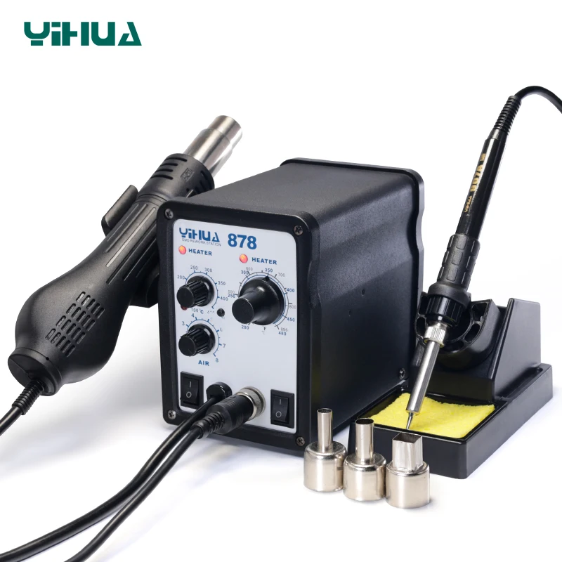 

YIHUA 878 Lead Free Hot Air Soldering Station Repairing Mobile Phone Weldering Soldering Iron Station Welding Tool