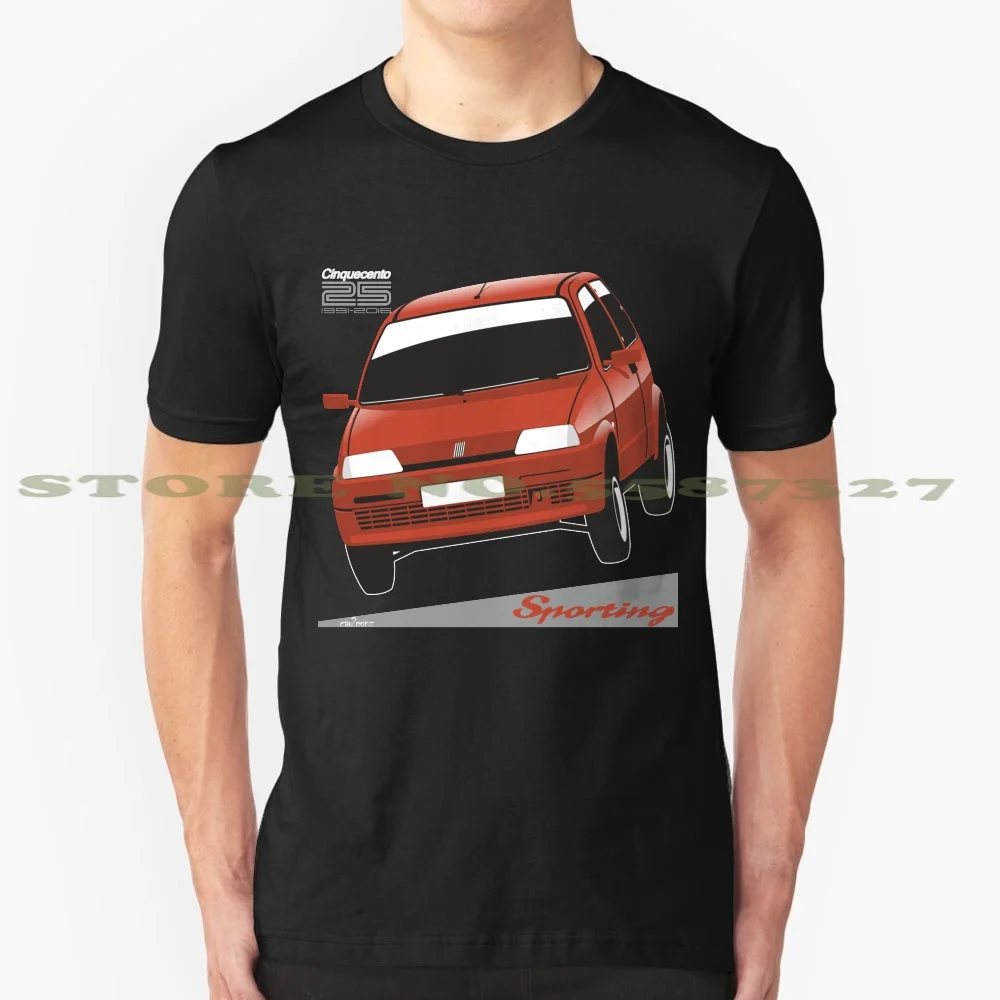 Fiat Cinquecento Sporting Red Black White Tshirt Per Uomo Donna Fiat Cinquecento 500 Sporting Abarth City Classic 25 Anni Auto