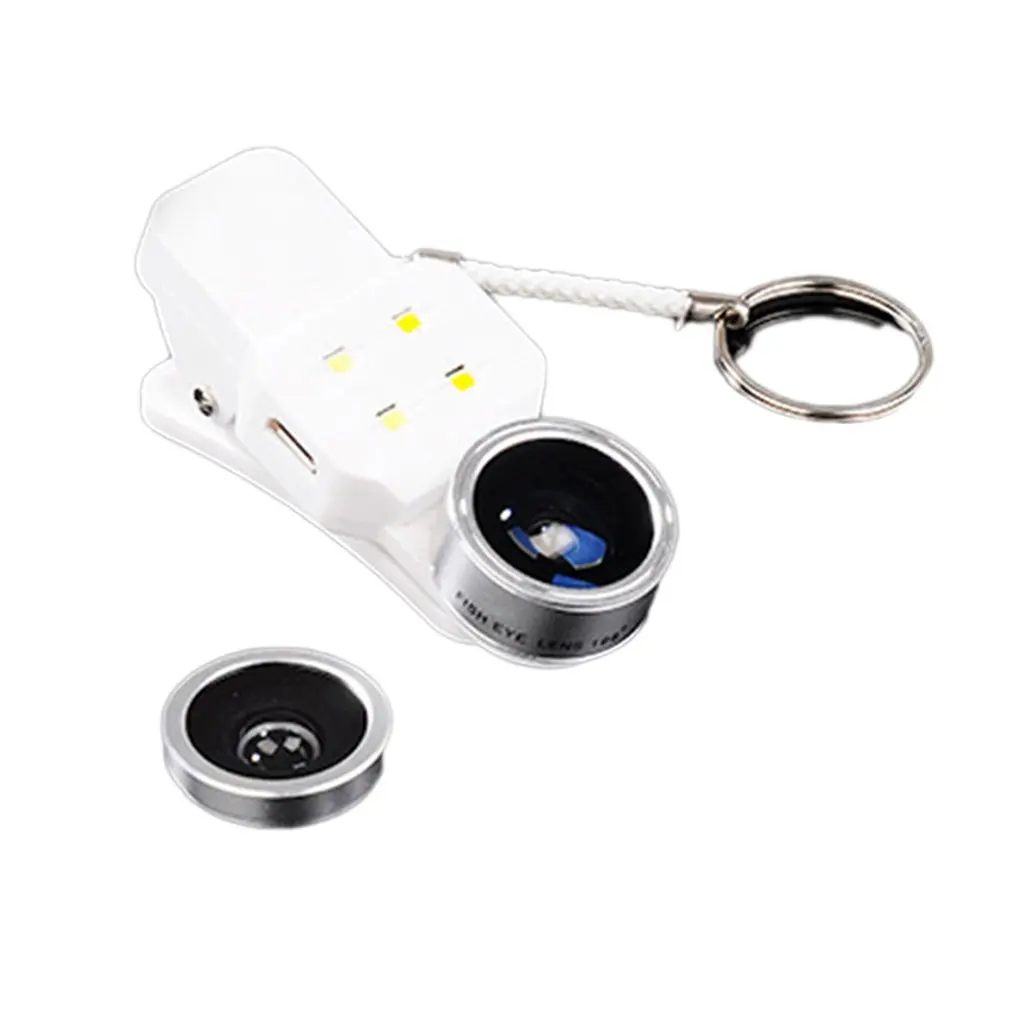 Ultra Wide Angle Upgrade Len Light Portable Universal Selfie Ring Lamp Macro Fish Eye Fill Light Four In One HD Mobile Lens