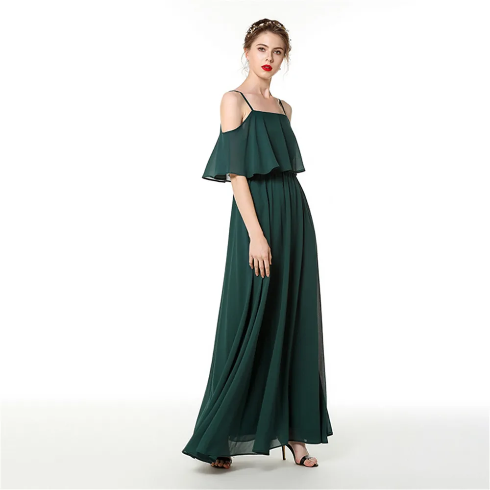 Vestidos, шифоновое длинное вечернее платье трапециевидной формы, новинка, винтажное вечернее платье на тонких бретельках, Abendkleider Robe De Soiree Longo