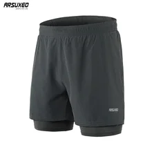 ARSUXEO, мужские шорты для бега, 2 в 1, шорты для спортзала, активных тренировок, упражнений, пробежек, спортивные шорты с более длинной подкладкой, сухая посадка, B192