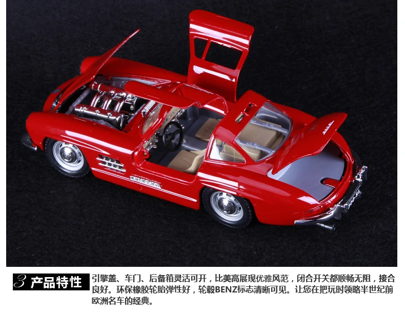 Bburago 1:24 Mercedes 300SL классический автомобиль сплав модель автомобиля Моделирование Украшение автомобиля коллекция Подарочная игрушка