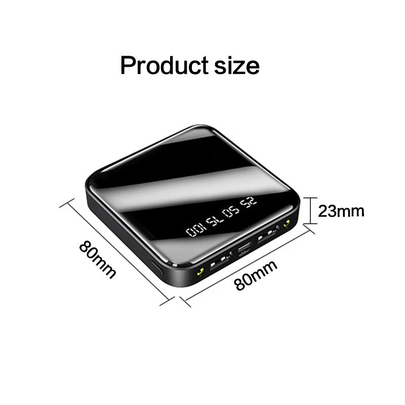 Двойной USB Мощность банк 20000mah Зеркало Экран быстро Зарядное устройство мини Мощность банк светодиодный дисплей светодиодный светильник Портативный телефон Зарядное устройство Мощность банка