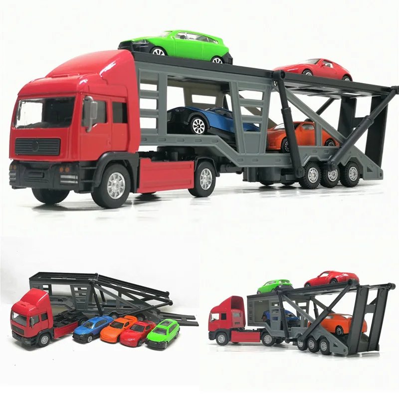 

Eti CHILDREN'S Toy Color Changing Small Car Alloy Sliding Heavy Duty Tablet Car Double Layer Freight Truck Set