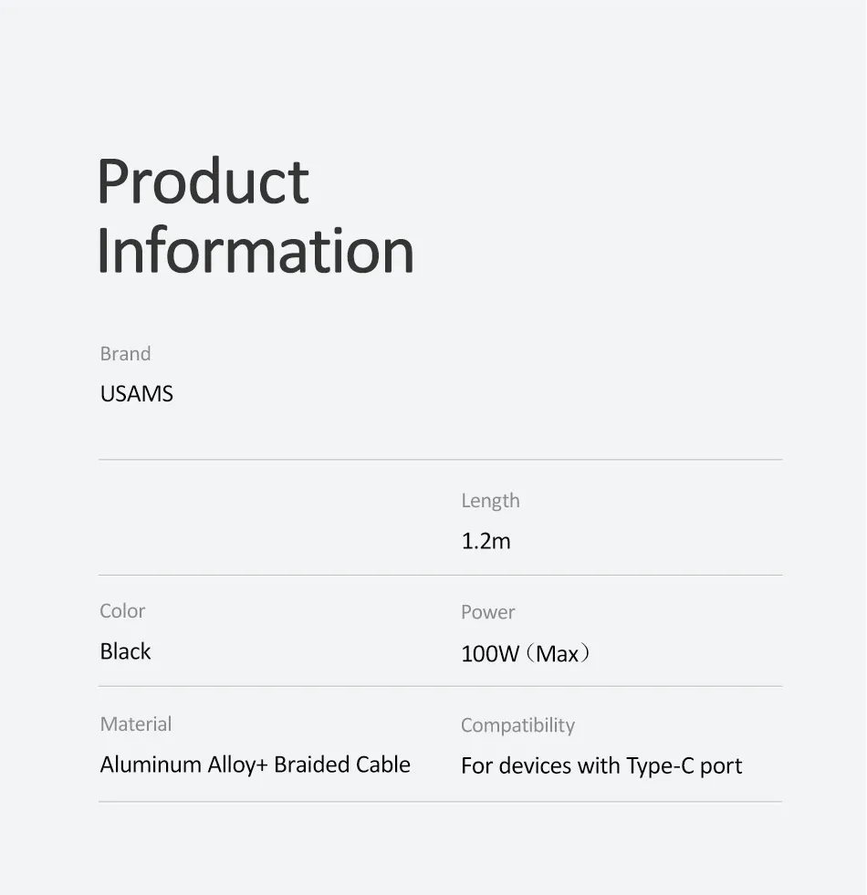 USAMS 100 Вт USB C к usb type-C кабель для huawei mate 30 QC 3,0 Быстрая зарядка кабель для передачи данных для Macbook samsung S10 Plus USB C шнур