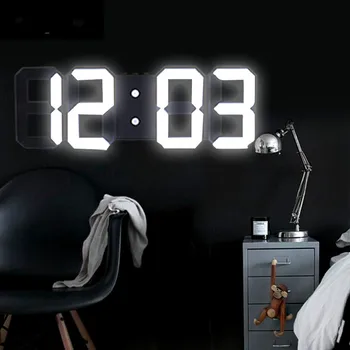 

3D Large LED Digital Wall Clock Date Time Celsius Nightlight Display Table Desktop Clocks Alarm Clock From Living Room