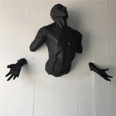 Черный Покрытие персонажа скульптура Ангел человек 3D настенная подвесная статуя домашнее украшение ремесло Европейский ретро креативный арт Настенный декор R3920 - Цвет: Черный