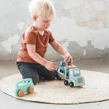 

Holland Baby Detachable Transportation Truck Wooden Children Sliding Double Layer Engineering Vehicle Group Boy Playing with 2-3