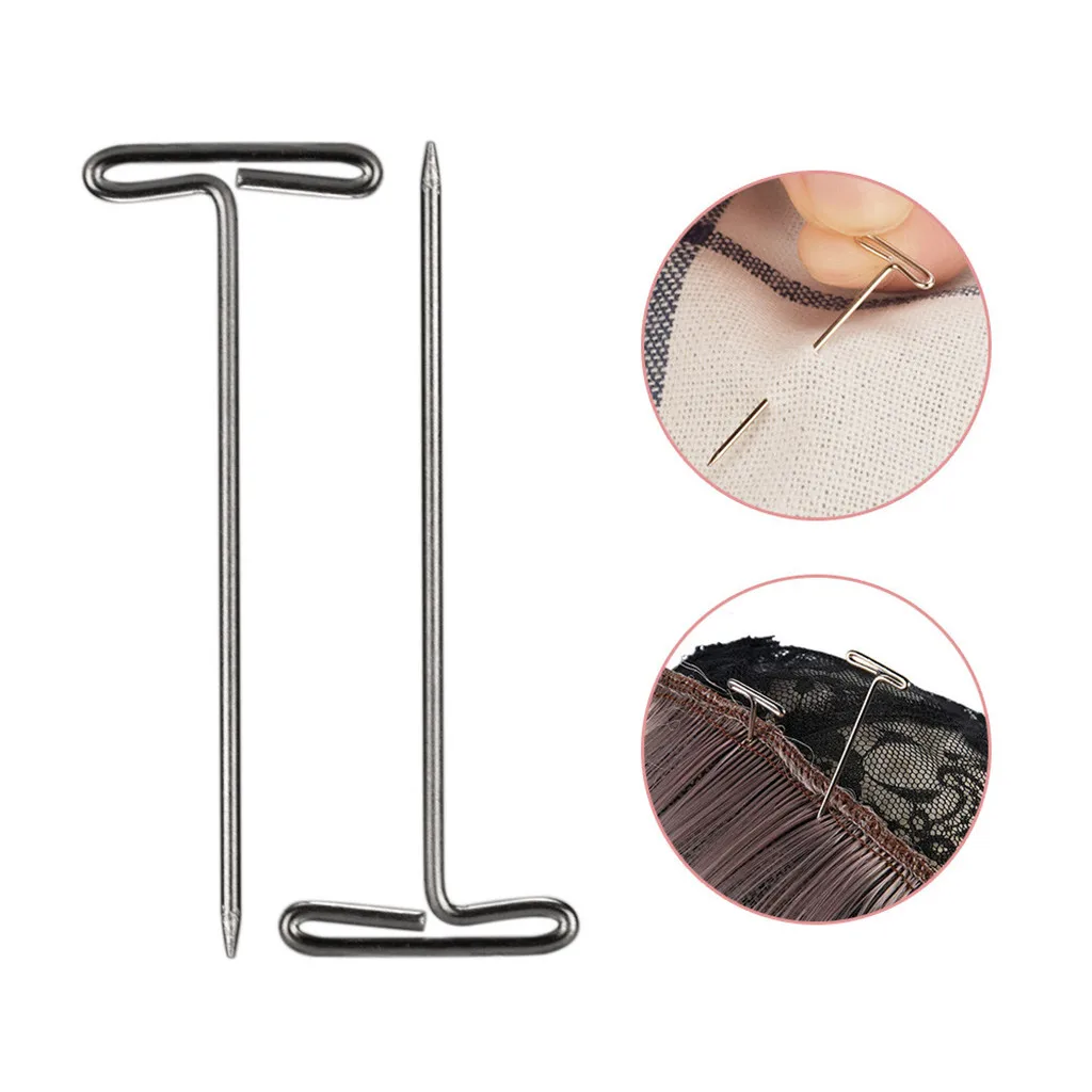 50 Pieces Steel T-pins 1.2 inch for Blocking Knitting, Modelling and Crafts Wig Making Pins Needles Set T-pins Hair Needles tool